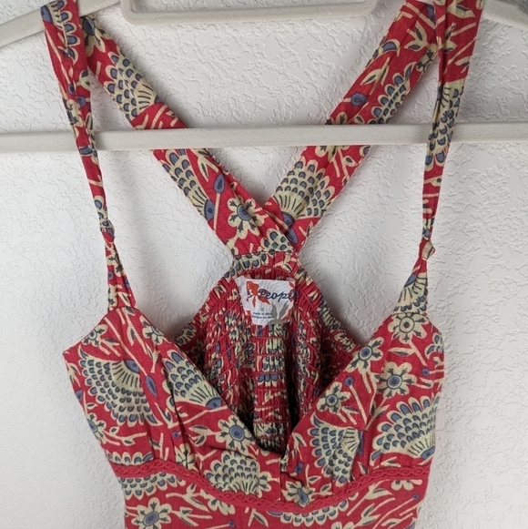 Vintage Free People Cotton Eyelet Midi Dress Boho Cottagecore Y2K Size 0 - Picture 8 of 13